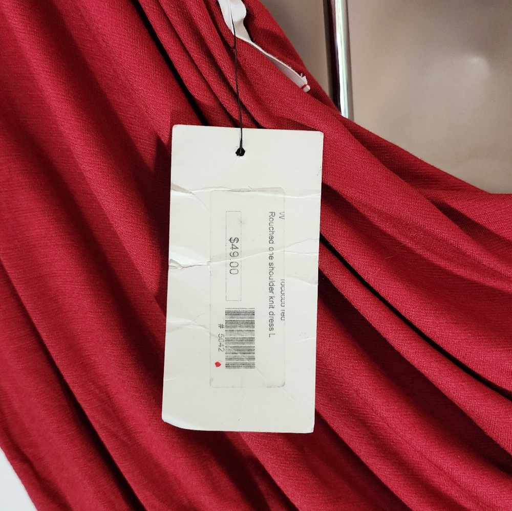 Lush Dress One Shoulder Rushed Mini Red Size L - Picture 9 of 11